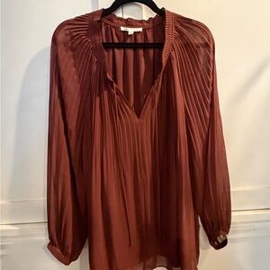 DR2 Women's Brown Pleated Blouse